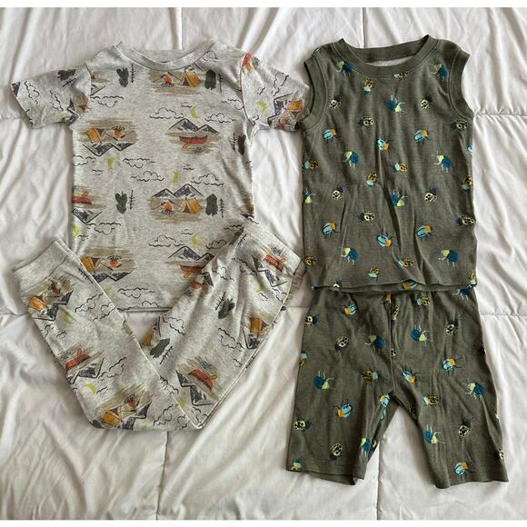 Kid's Camping/Bugs/Outdoor Summer Pajamas Bundle Sz 5 - Picture 1 of 3